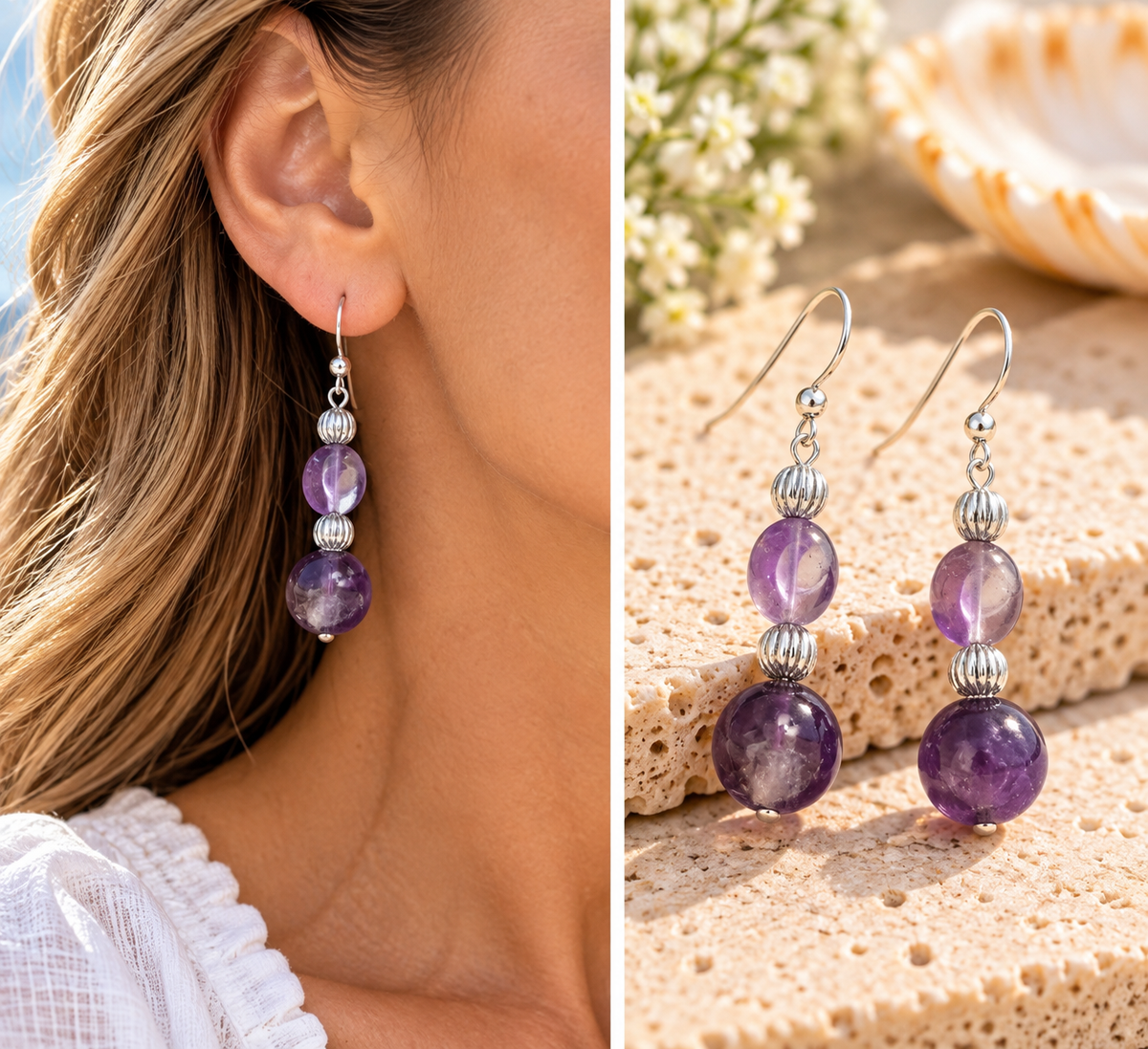Amethyst Double-Drop Earrings