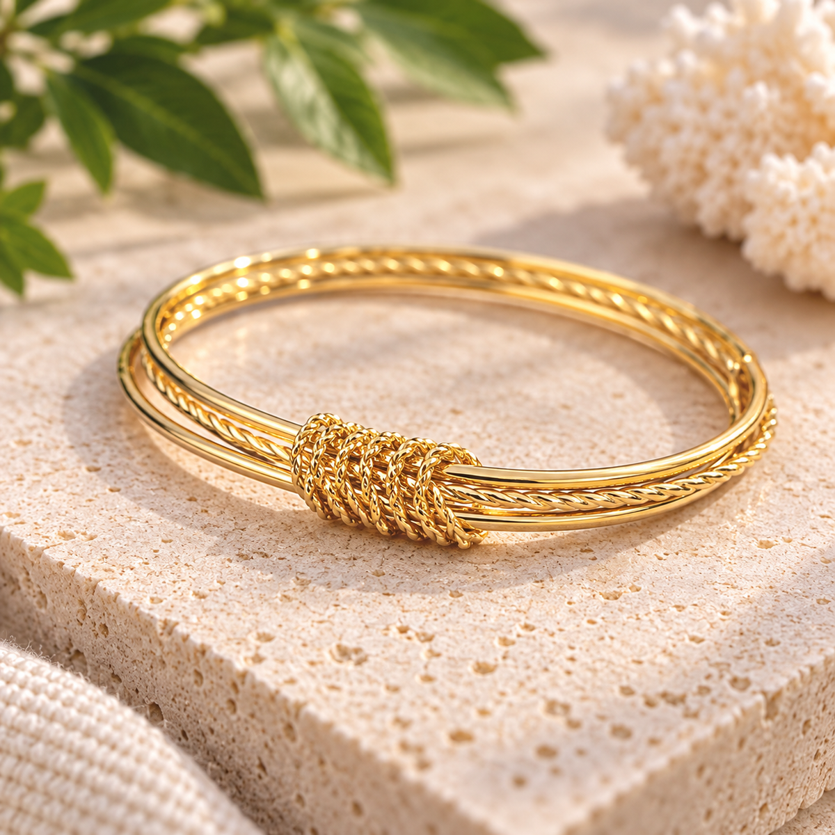 Golden Harmony Layered Bangle Bracelet