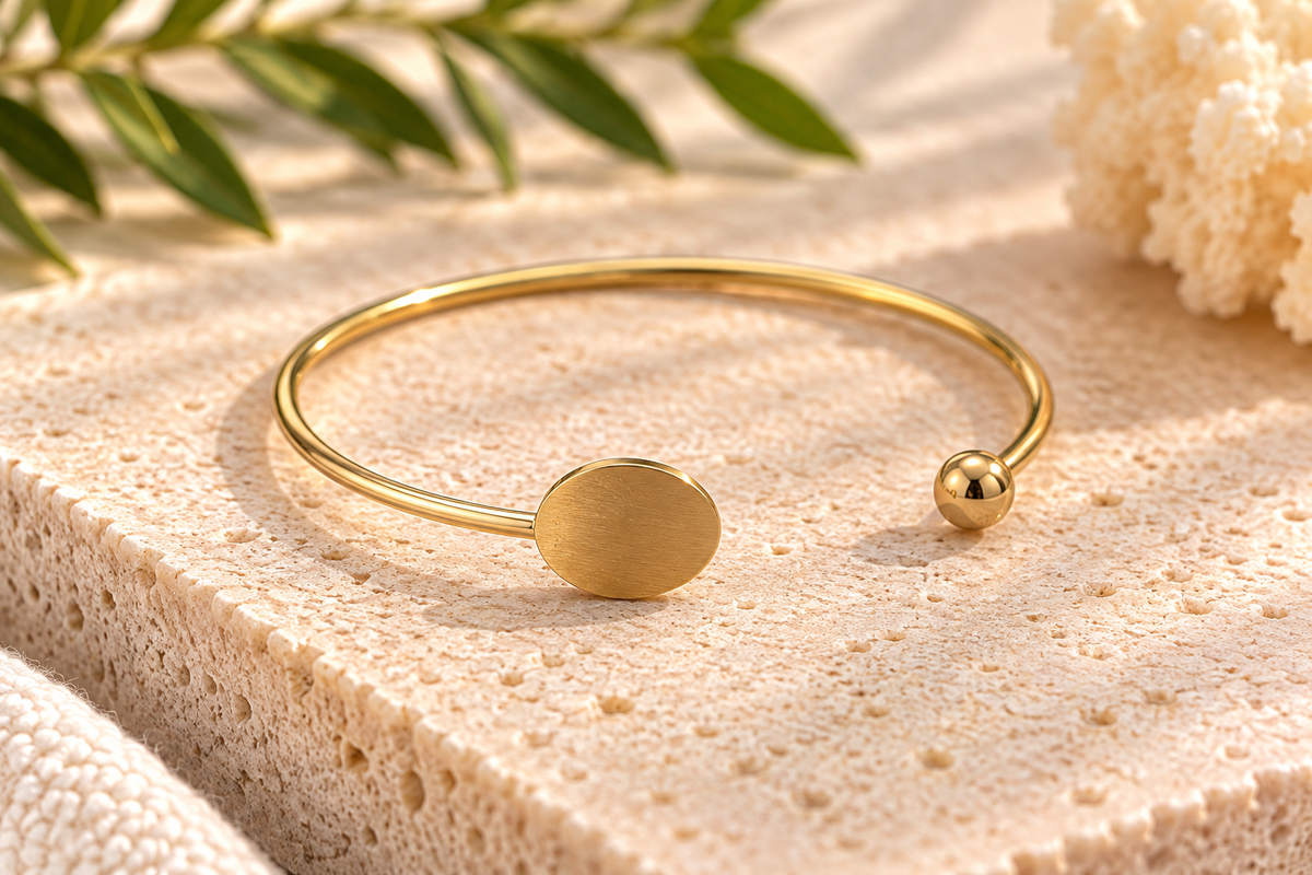 Golden Minimalist Open Cuff Bracelet
