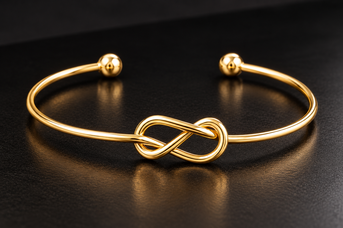 Golden Love Knot Cuff Bracelet