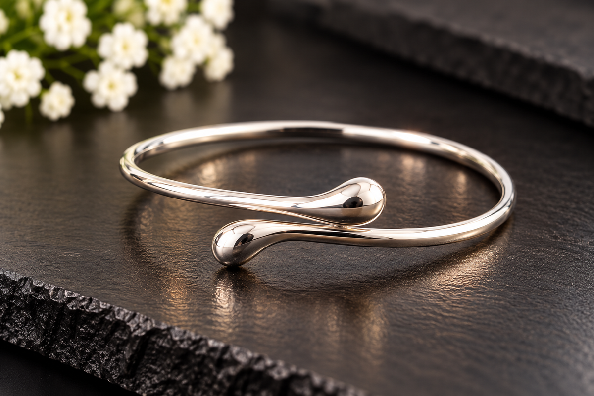 Silver Teardrop Wrap Cuff Bracelet