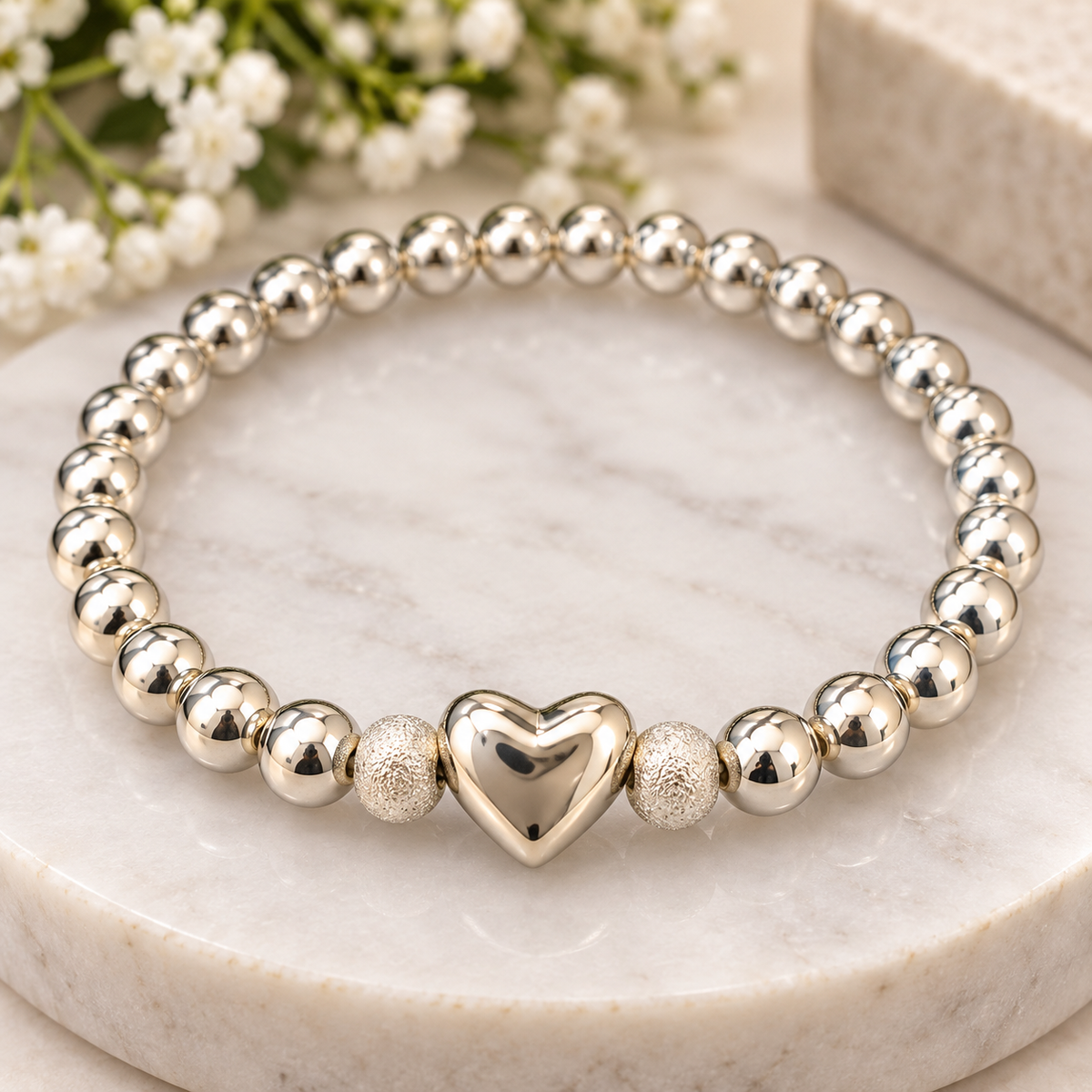Silver Heart PVD Bracelet