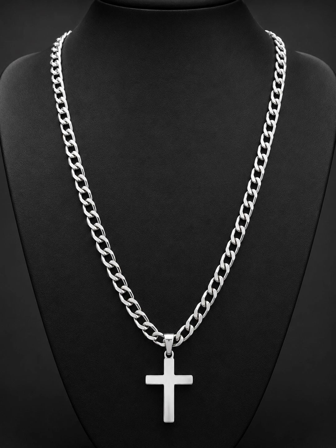 Bold Sterling Silver Cross Necklace