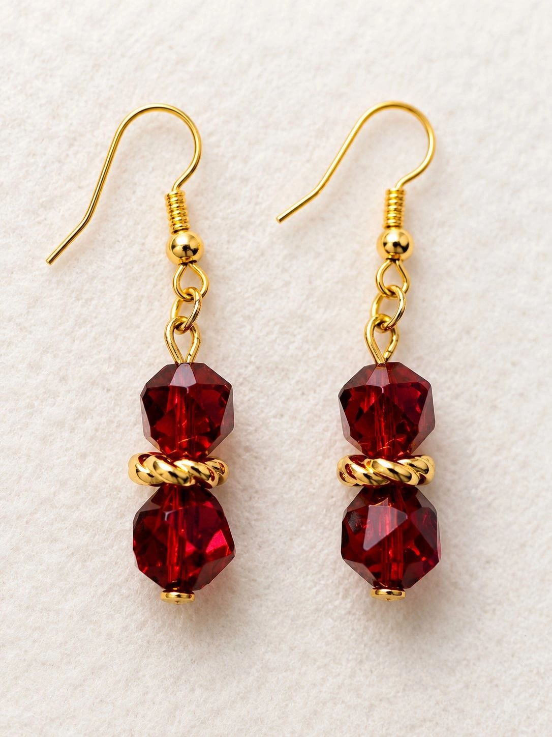 Crimson Czech Crystal Drop Earrings
