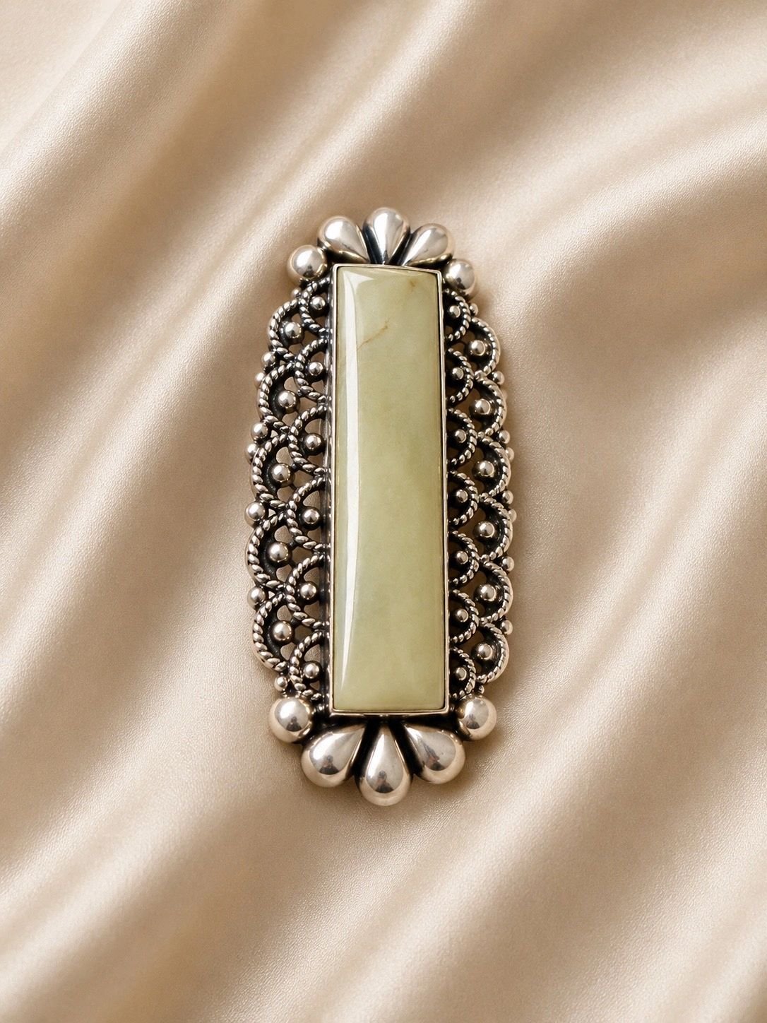 Vintage-Inspired Ivory Stone Filigree Brooch