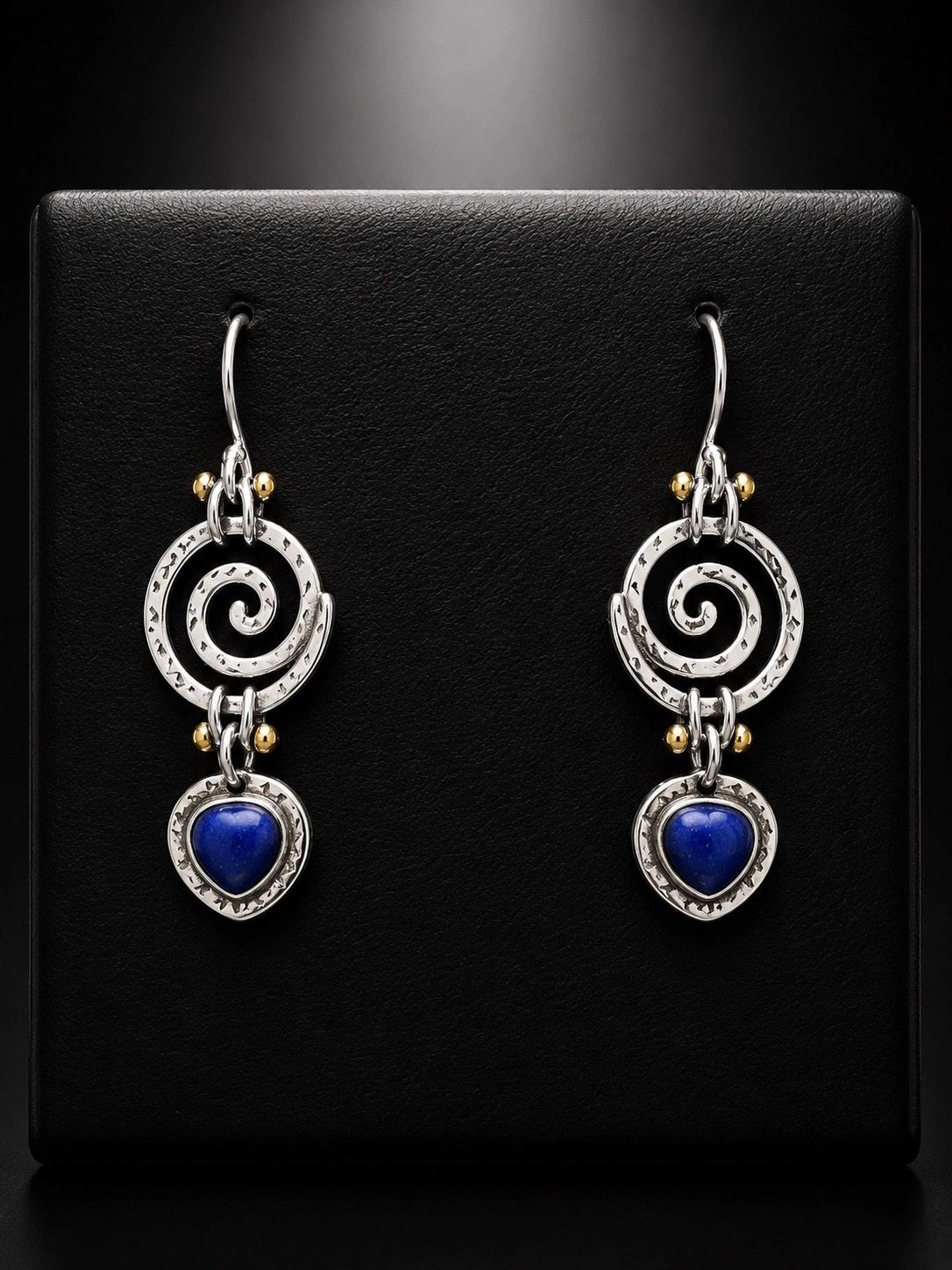 Silver Swirl Heart Drop Earrings