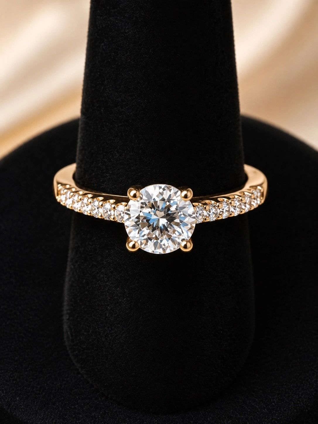 Gold Engagement Ring & Wedding Band Set