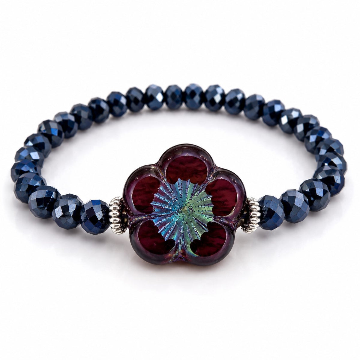Midnight Bloom Crystal Bracelet 🌸💙