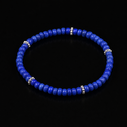 Cobalt Blue & Silver Accent Stretch Bracelet