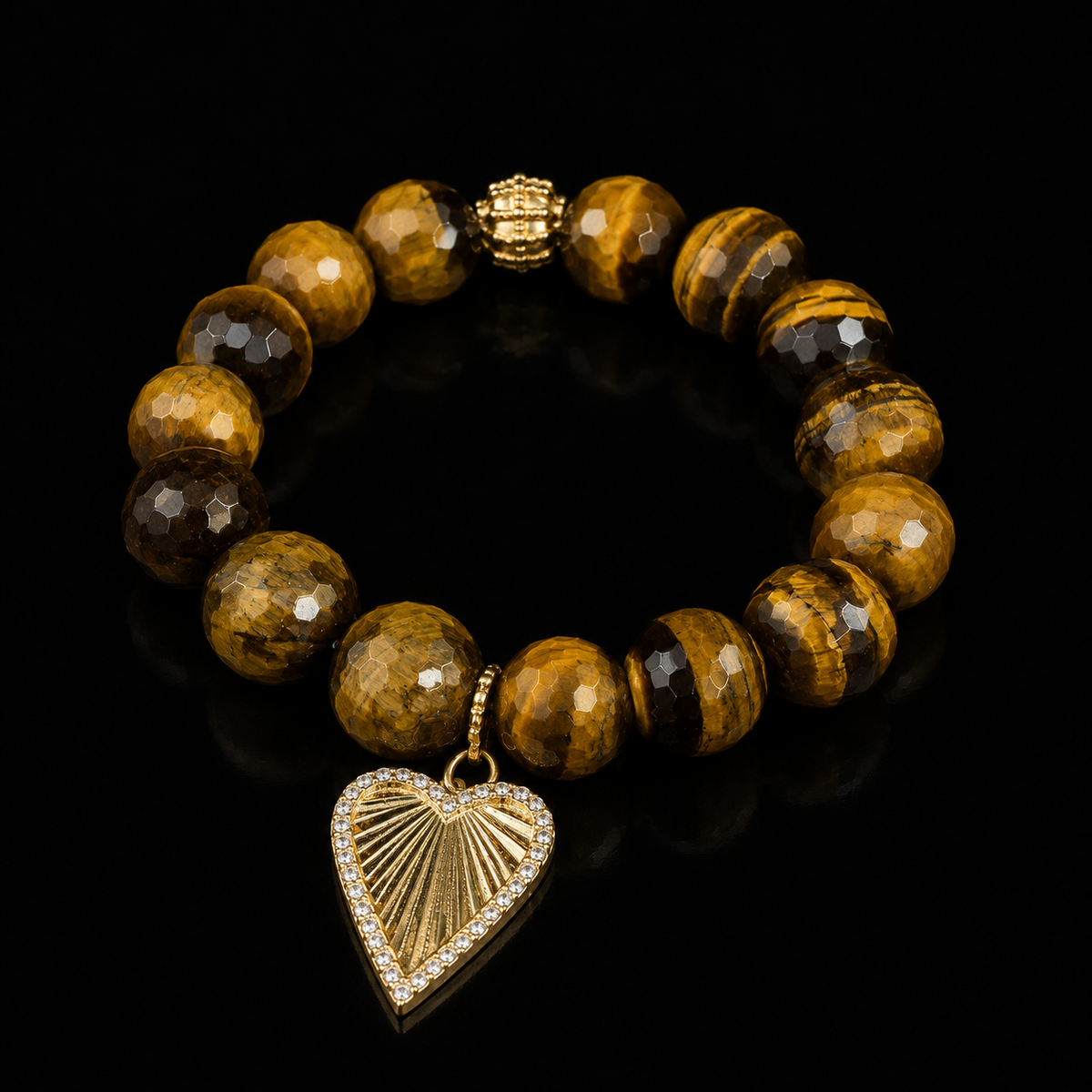 Golden Heart Tiger Eye Bracelet
