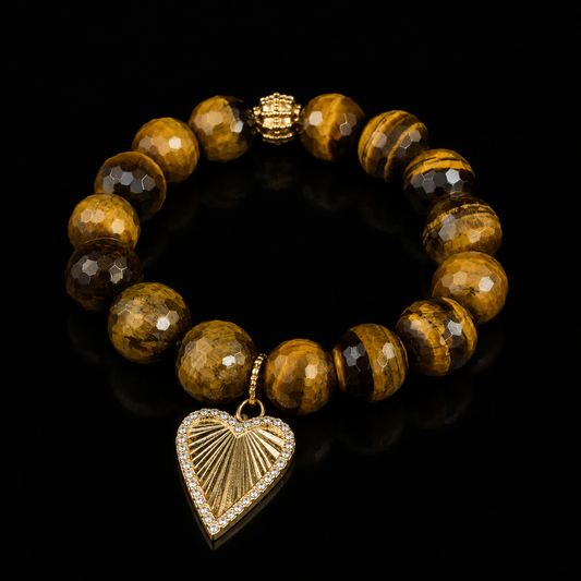 Golden Heart Tiger Eye Bracelet