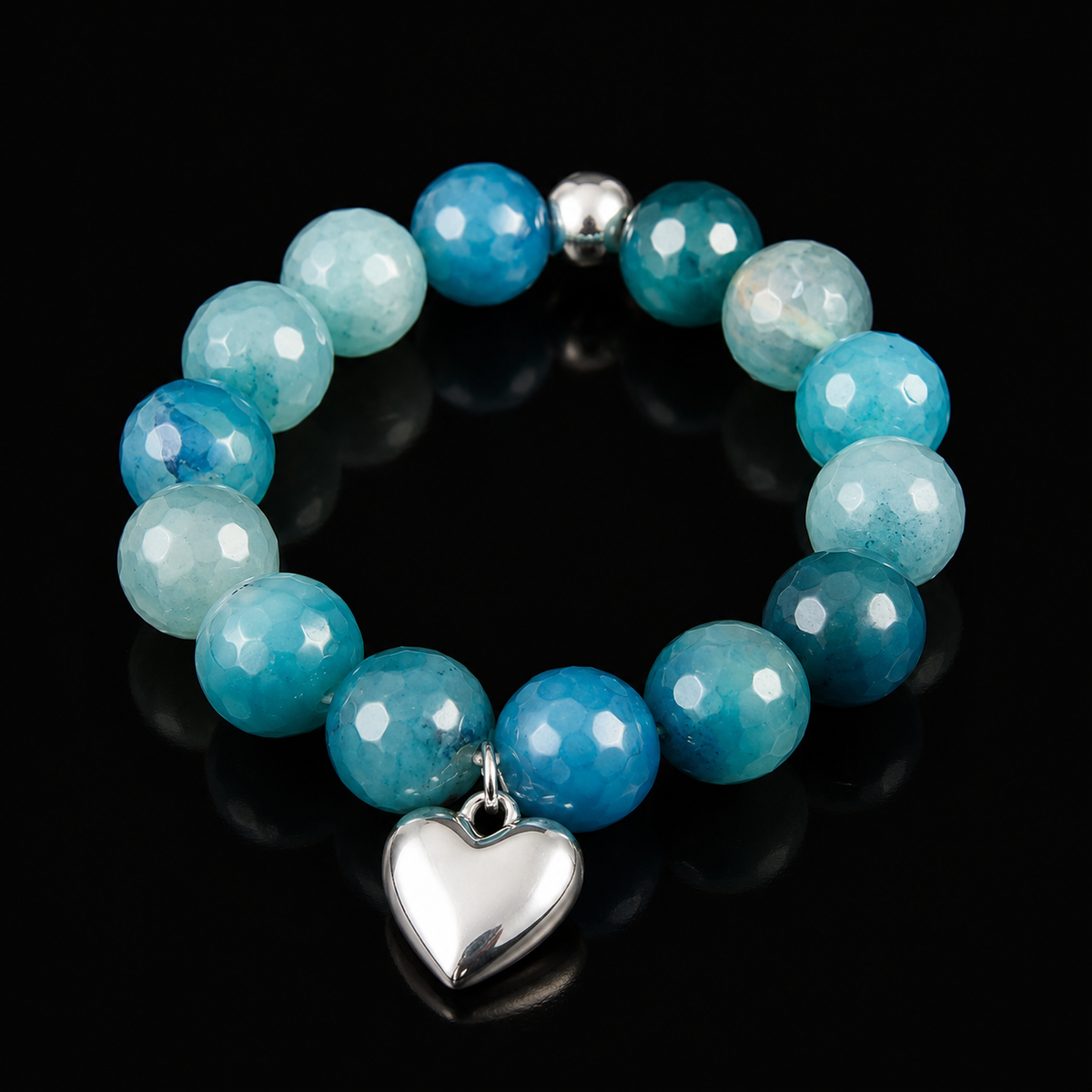 Coastal Blue Agate Heart Bracelet
