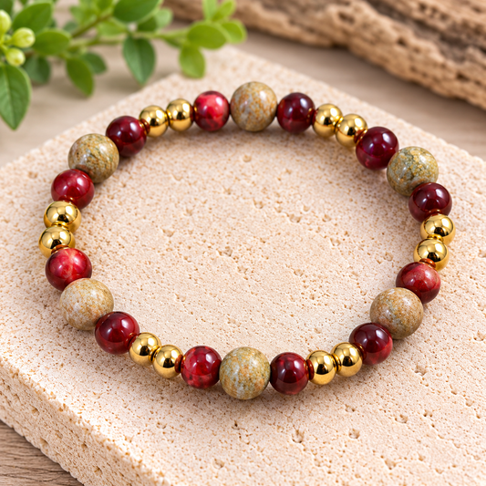 Crimson & Gold Bracelet