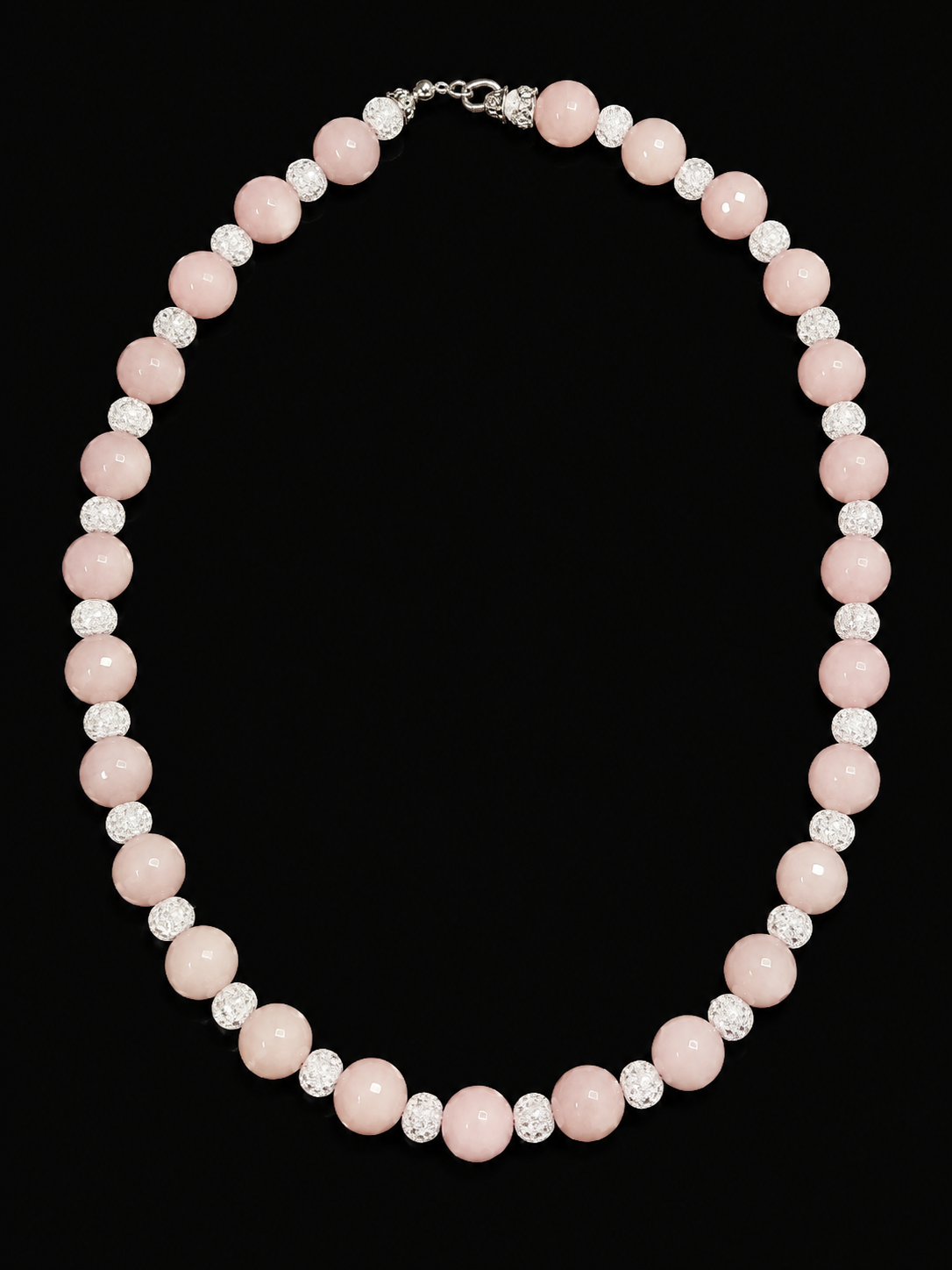 Blush Pink and Crystal Beaded Necklace