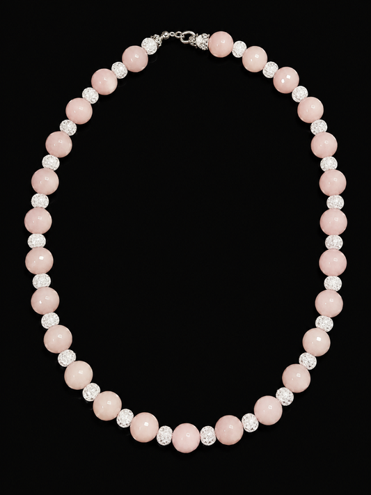 Blush Pink and Crystal Beaded Necklace