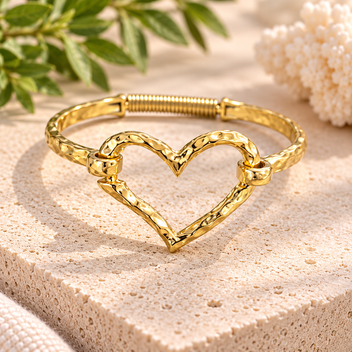 Golden Heart Statement Bangle