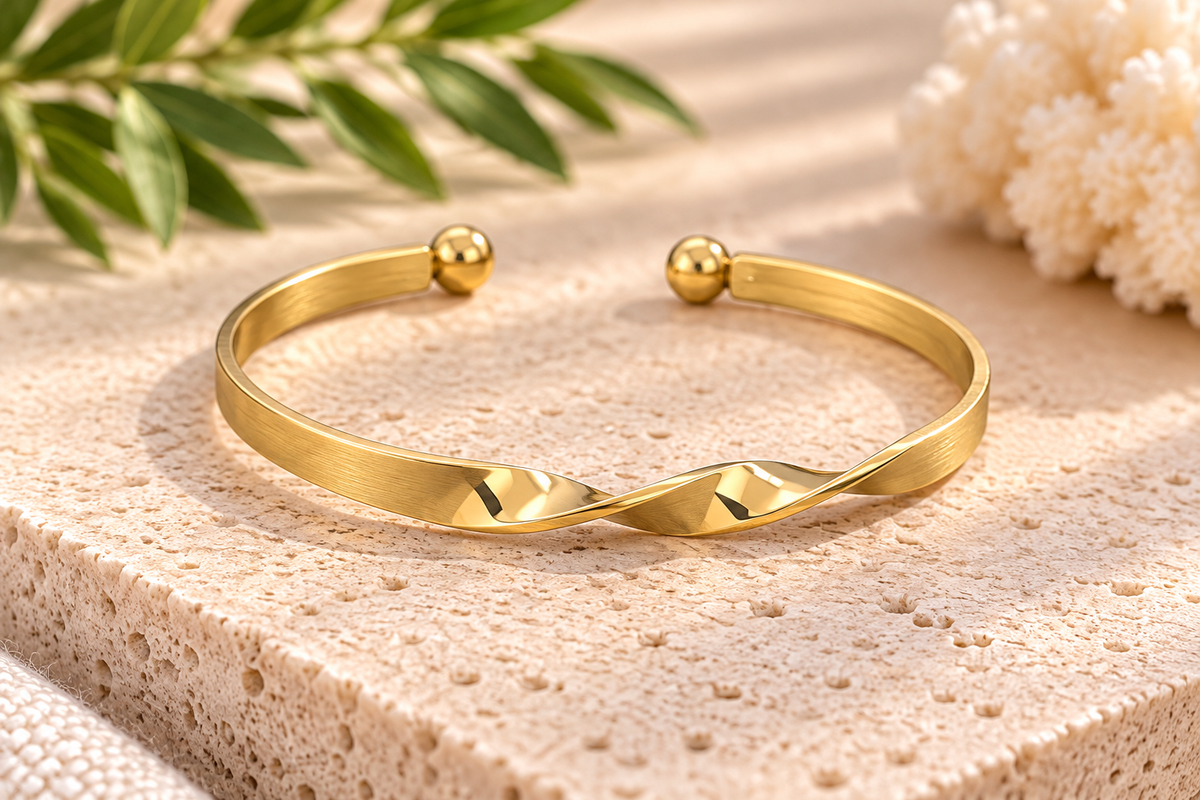Golden Twist Cuff Bracelet