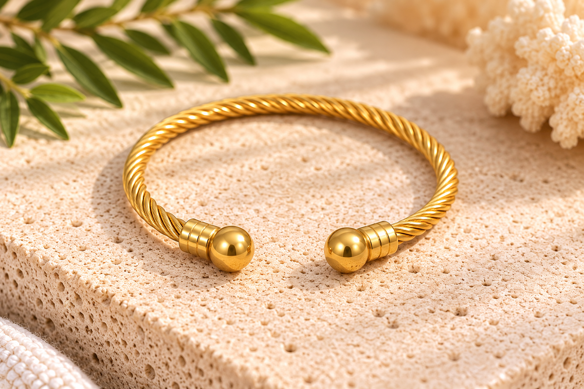 Golden Cable Cuff Bracelet