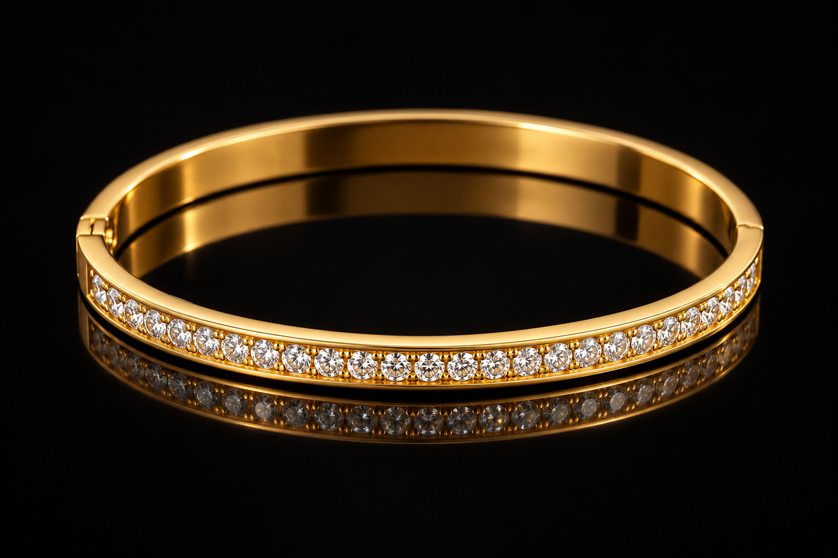 Golden Sparkle Crystal Bangle