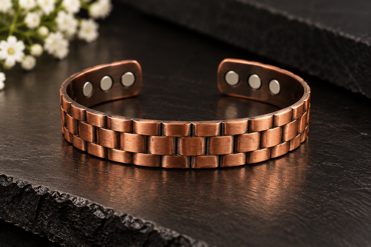 Copper Woven Magnetic Cuff Bracelet