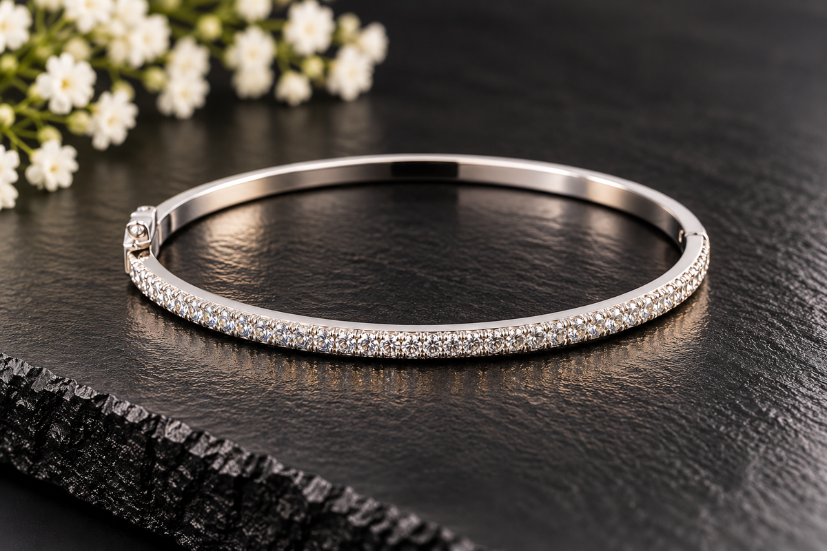 Silver Sparkle Pavé Bangle Bracelet