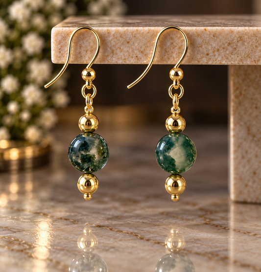 Green Agate Earth Earrings