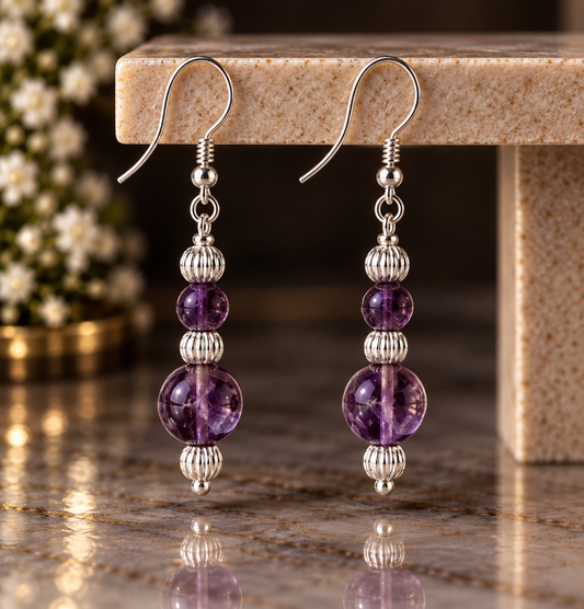 Amethyst & Silver Elegance Earrings