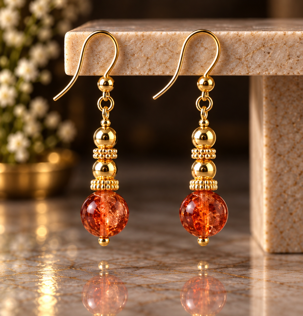 Sunset Crackle Glass Earrings