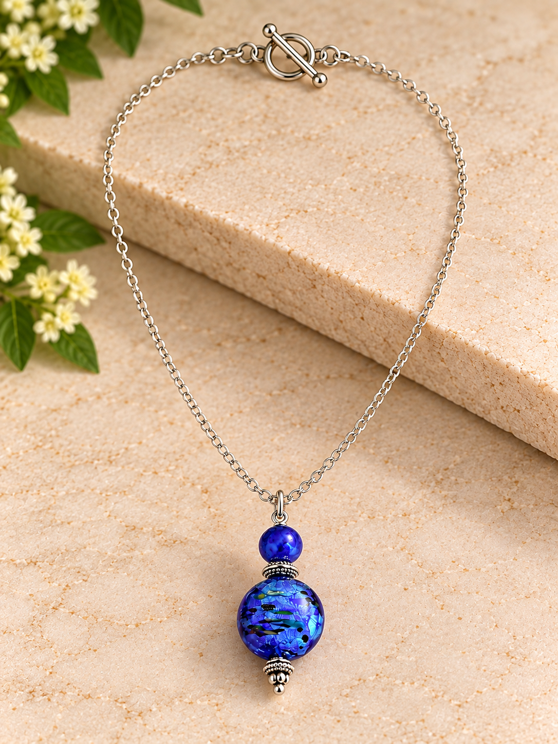 💙 Brilliant Blue Lampwork Glass Necklace
