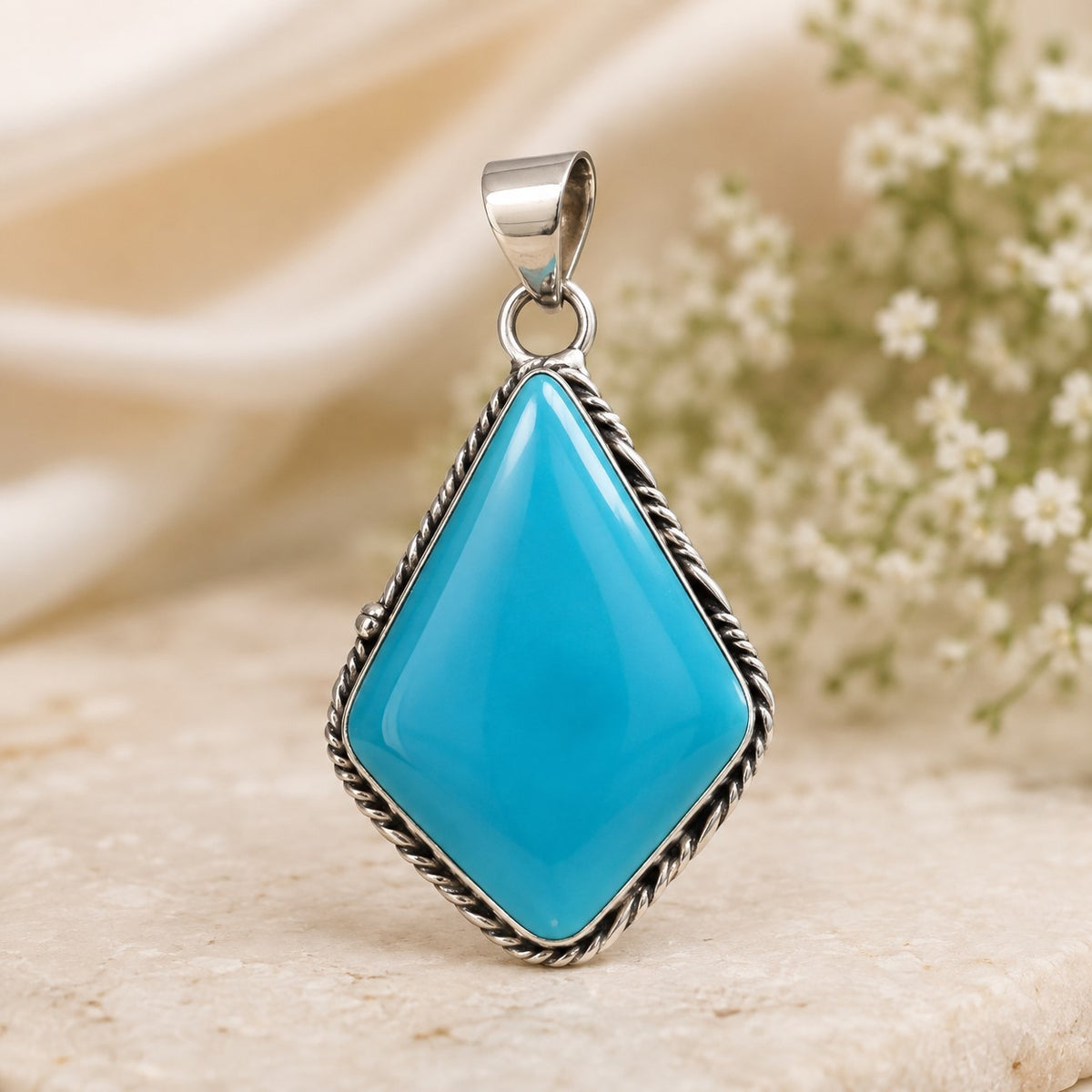 Sterling Silver Aqua Pendant