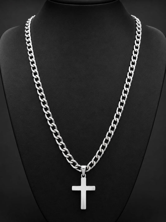 Bold Sterling Silver Cross Necklace