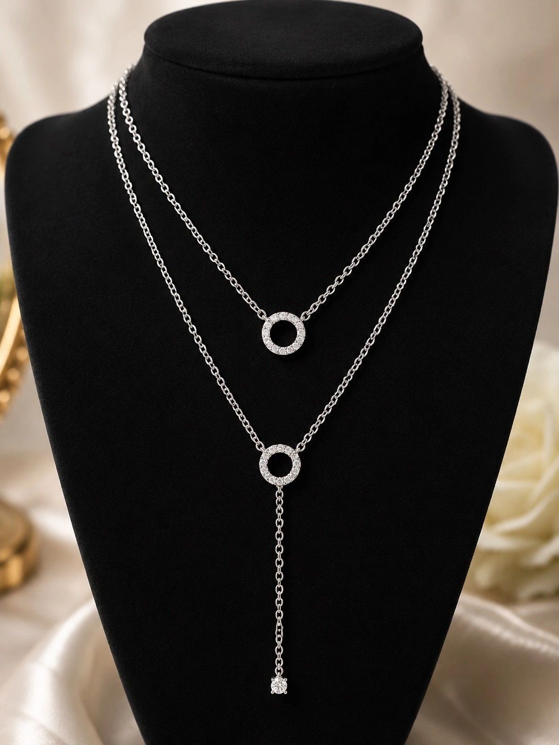 Sterling Silver Layered Circle Necklace