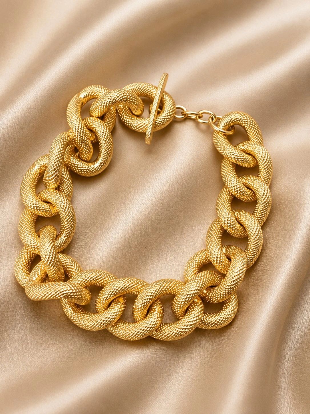 Gold-Tone Textured Link Bracelet