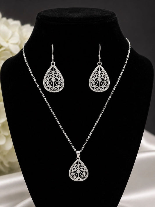 Sterling Silver Filigree Teardrop Jewelry Set