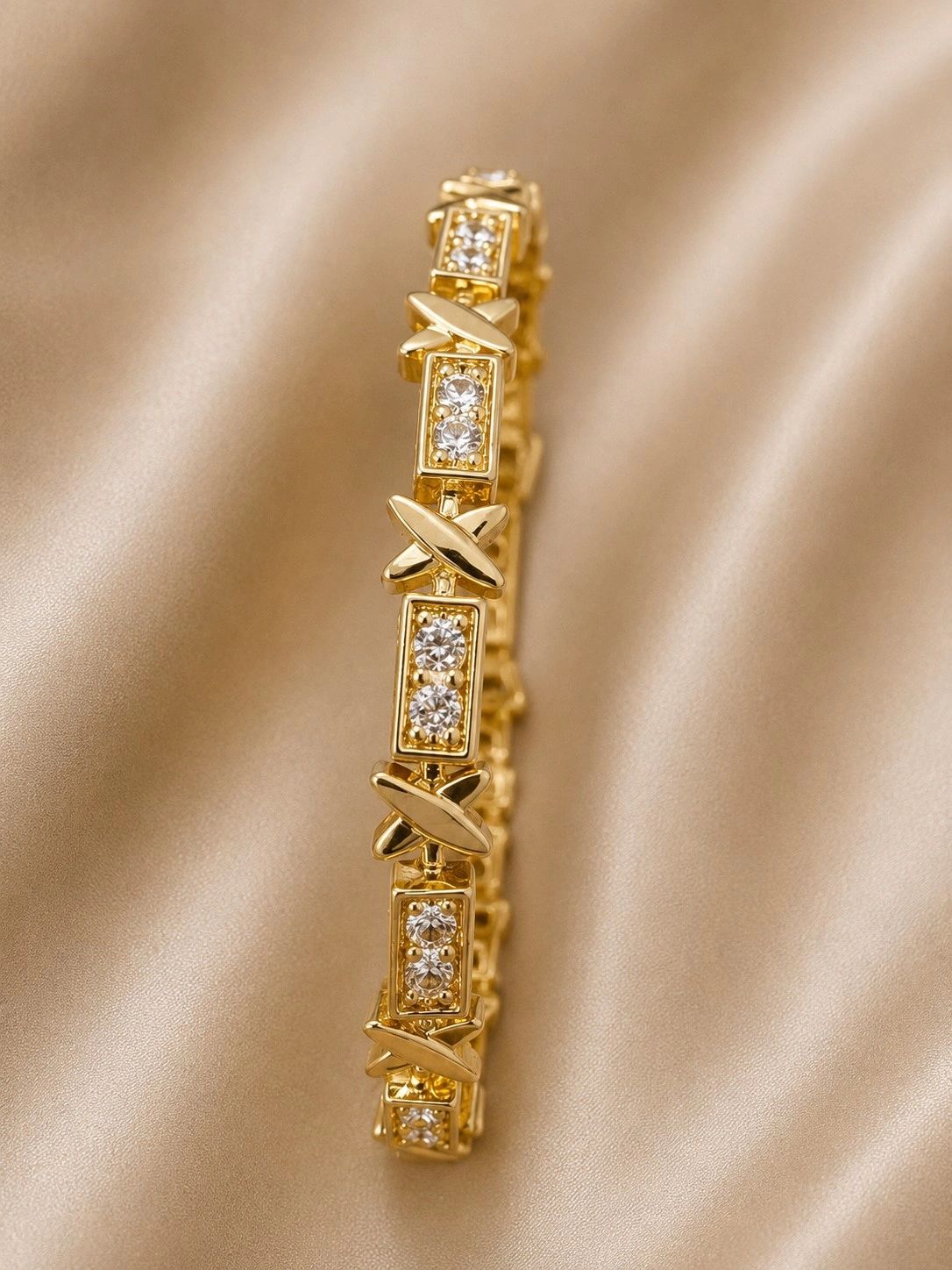 Gold-Tone Crystal Link Bracelet