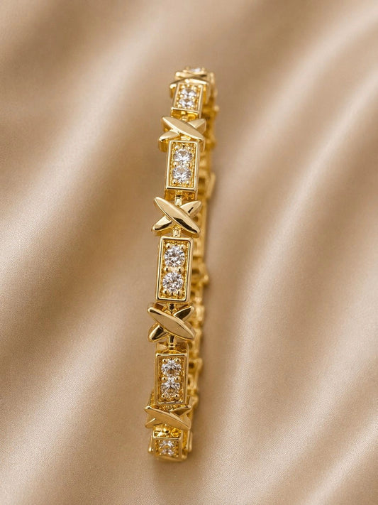 Gold-Tone Crystal Link Bracelet