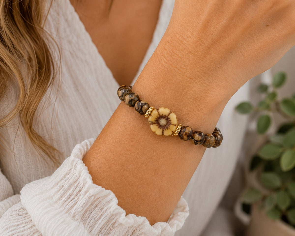 Earthy Floral Gemstone Bracelet 🌼