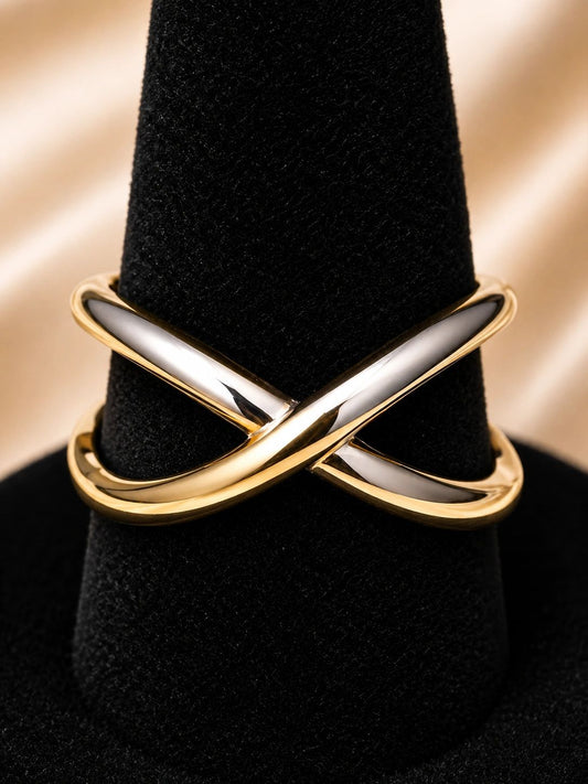 Classic Two-Tone Crossover Ring