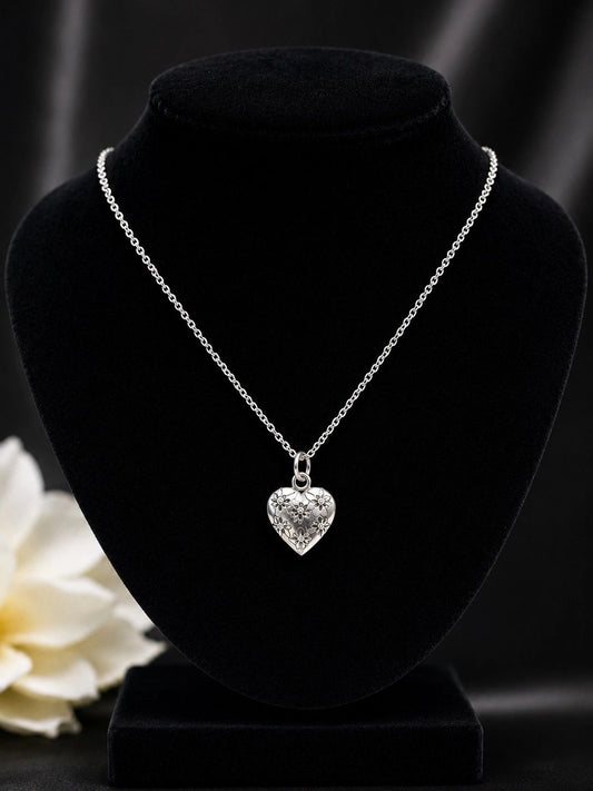 Sterling Silver Decorative Heart Necklace
