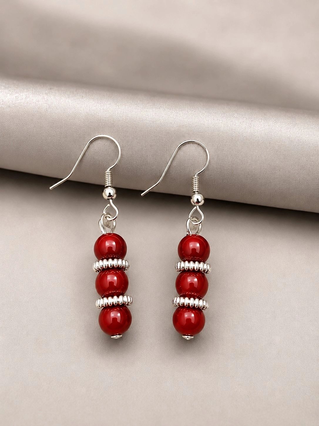 Crimson Agate Drop Earrings