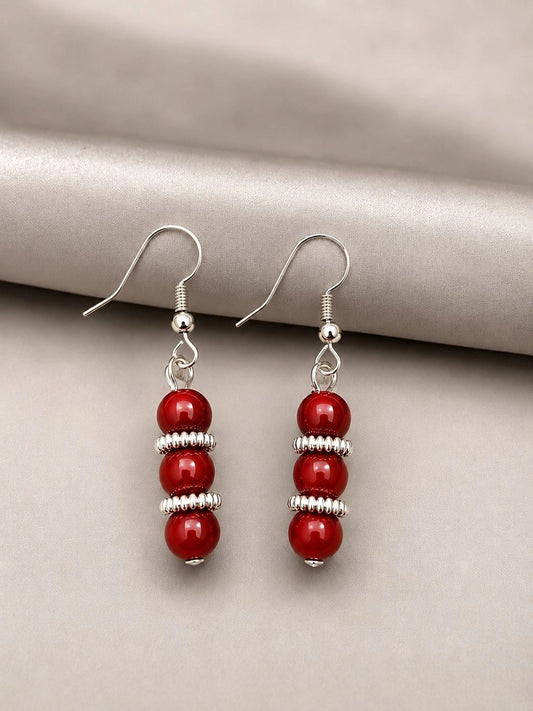 Crimson Agate Drop Earrings