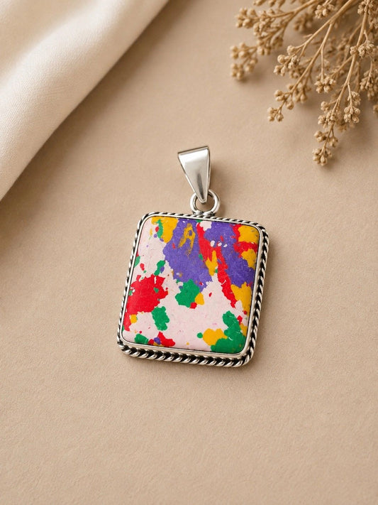 Multicolor Mosaic Sterling Silver Pendant
