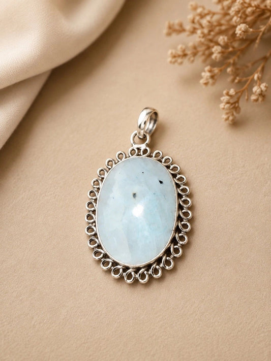 Moonstone & Sterling Silver Filigree Pendant