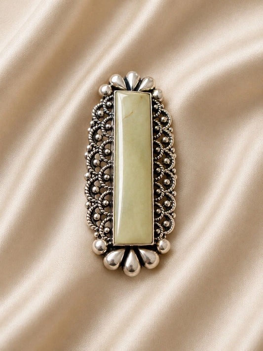 Vintage-Inspired Ivory Stone Filigree Brooch