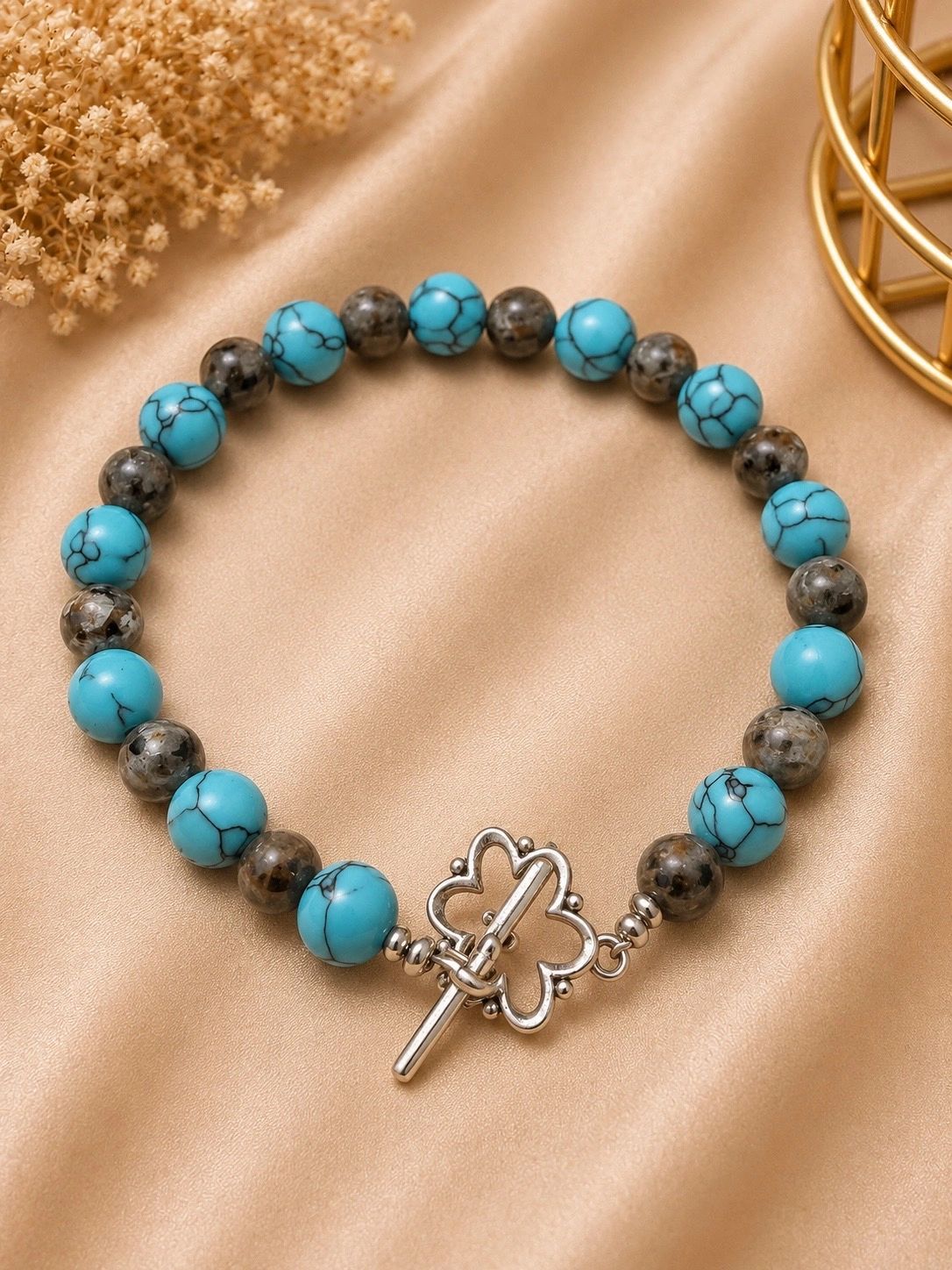 Turquoise & Jasper Toggle Bracelet