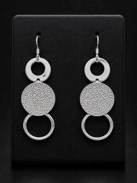 Silver Triple Circle Statement Earrings