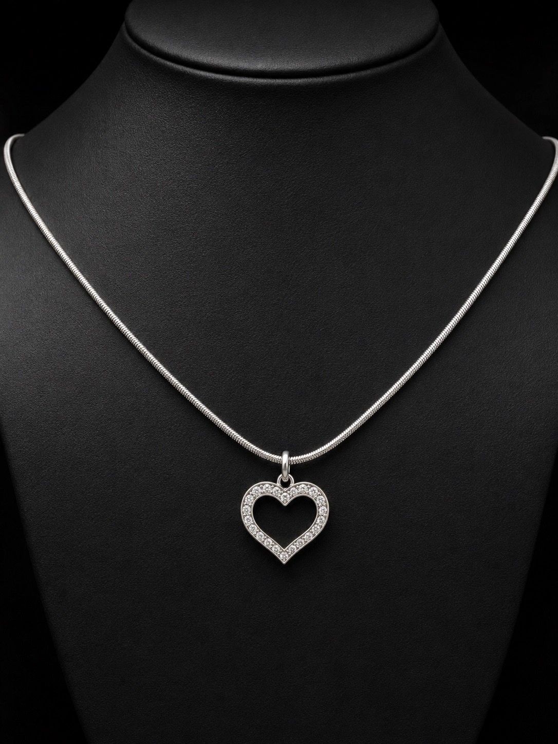 Silver-Plated Open Heart Necklace