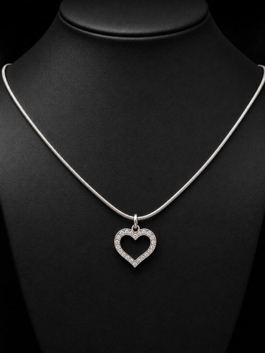 Silver-Plated Open Heart Necklace