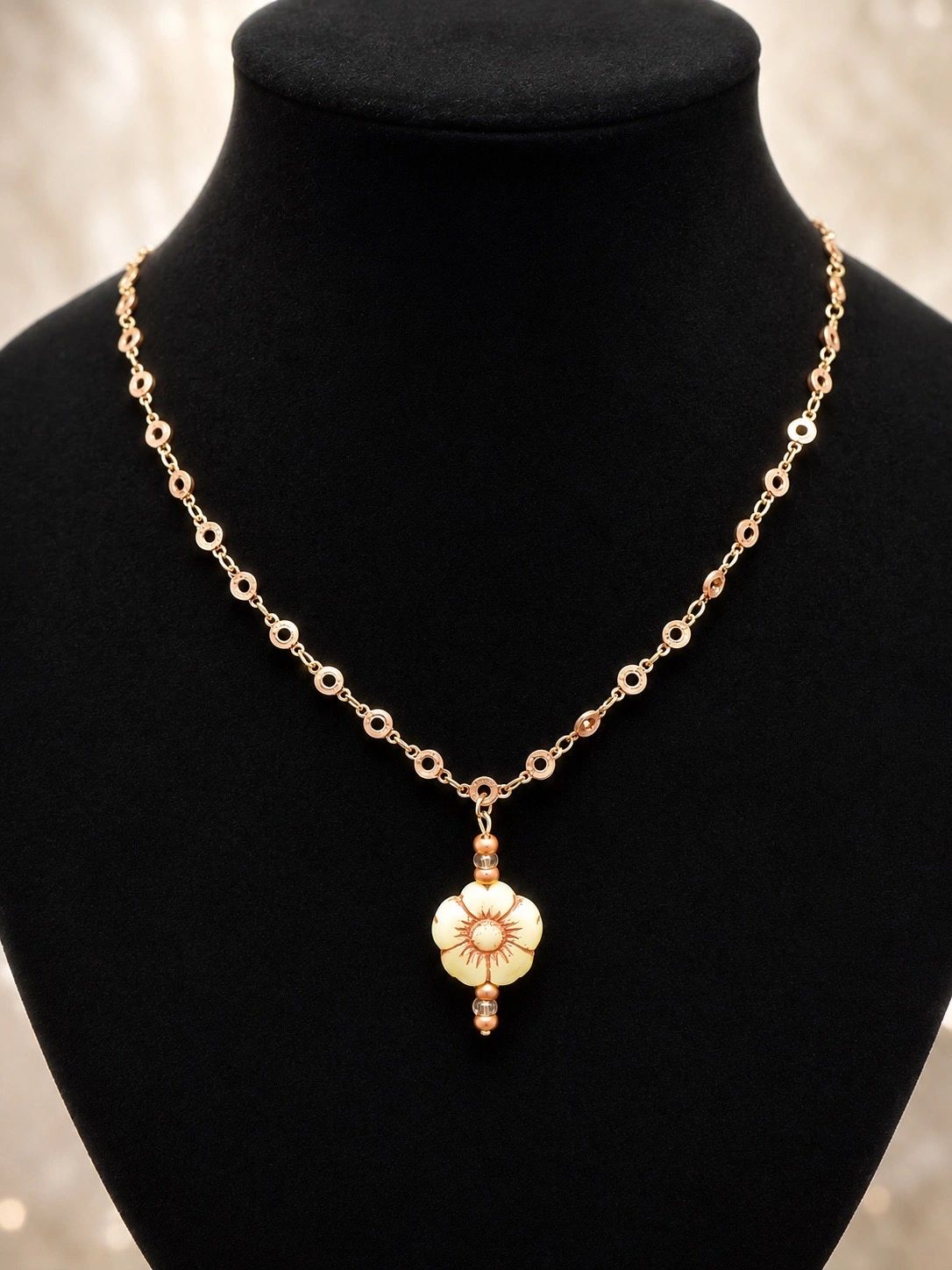 Copper Flower Pendant Necklace