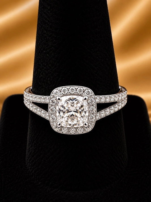 Cushion Halo Statement Ring